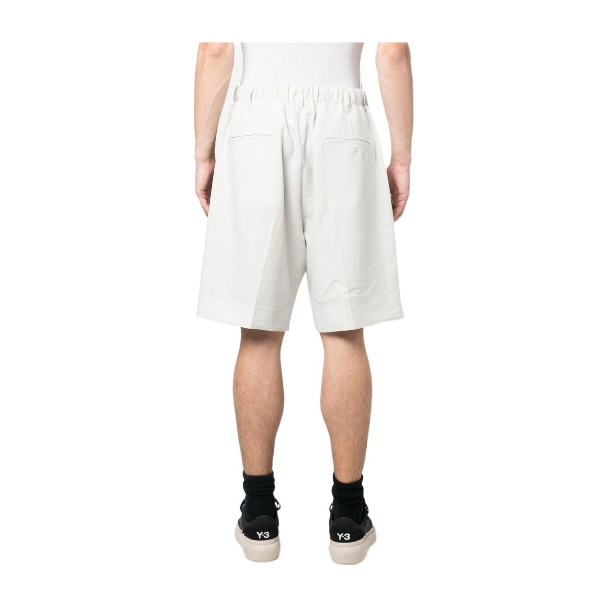 Y-3 Minimal Mid-Rise Logo Shorts Light Grey