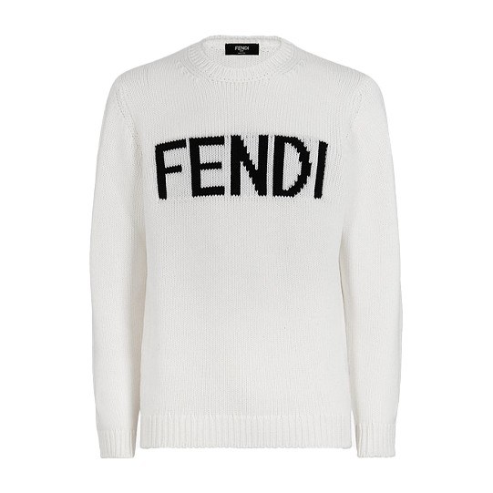 Fendi Logo Wool Pullover Sweater White