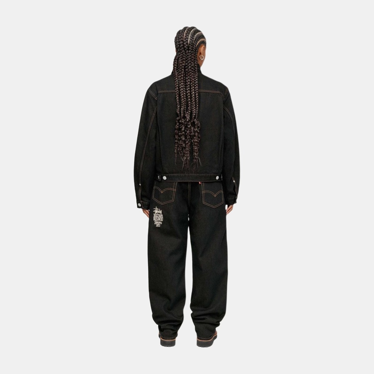 Stussy x Levi's SS24 Logo Embroidered Trucker Jacket Black
