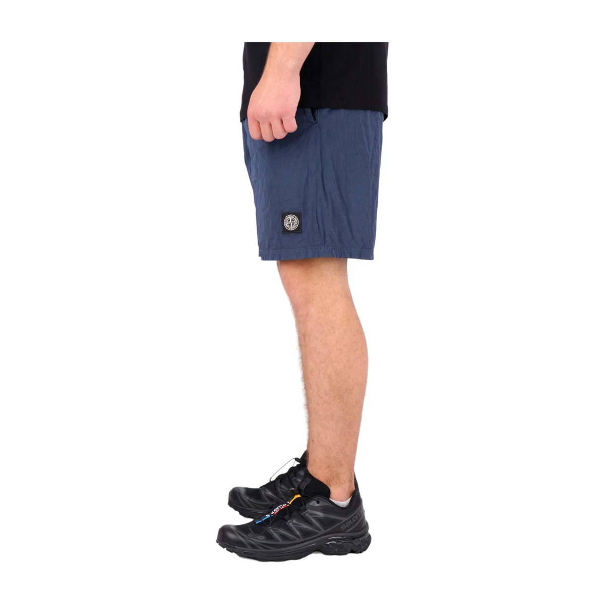 Stone Island Logo Elastic Waist Shorts Blue