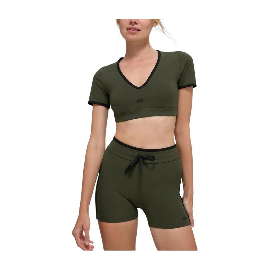 Alo Yoga Logo V-Neck Crop Tee