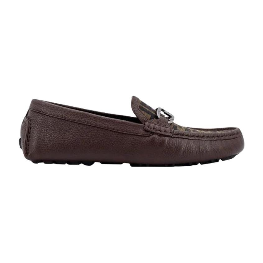 Fendi Leather Slip-On Loafers Brown