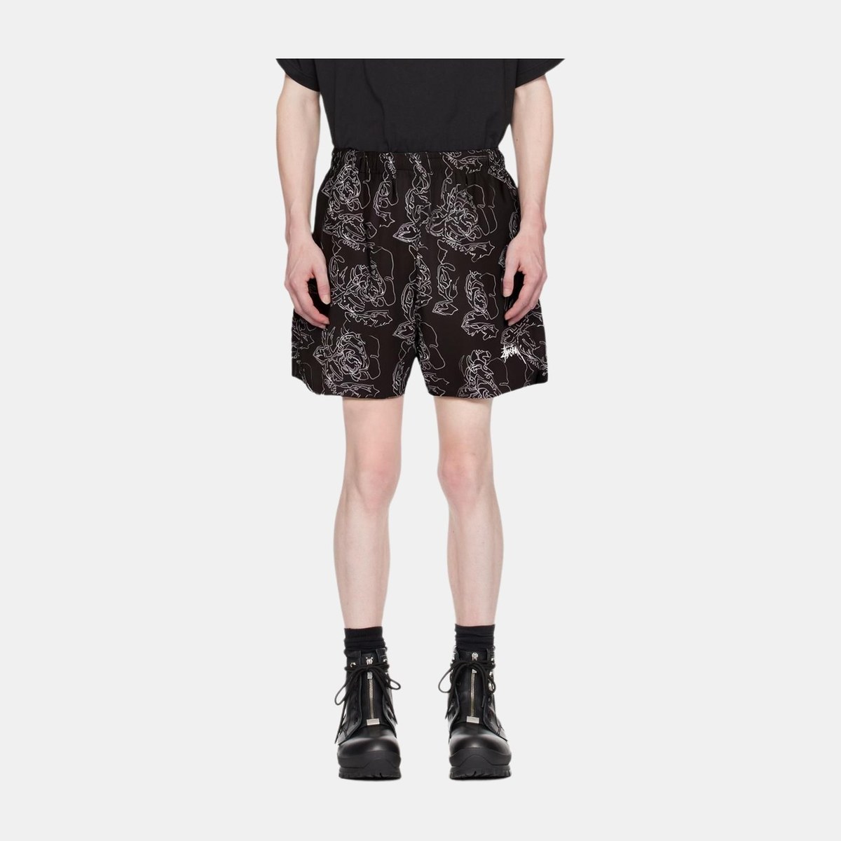 Stussy Embroidered Floral Shorts Black