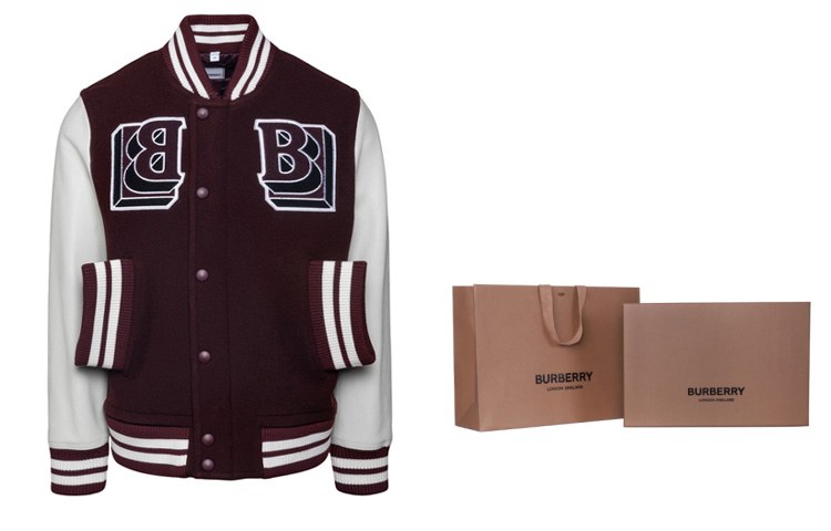 Burberry Logo Print Baseball Jacket