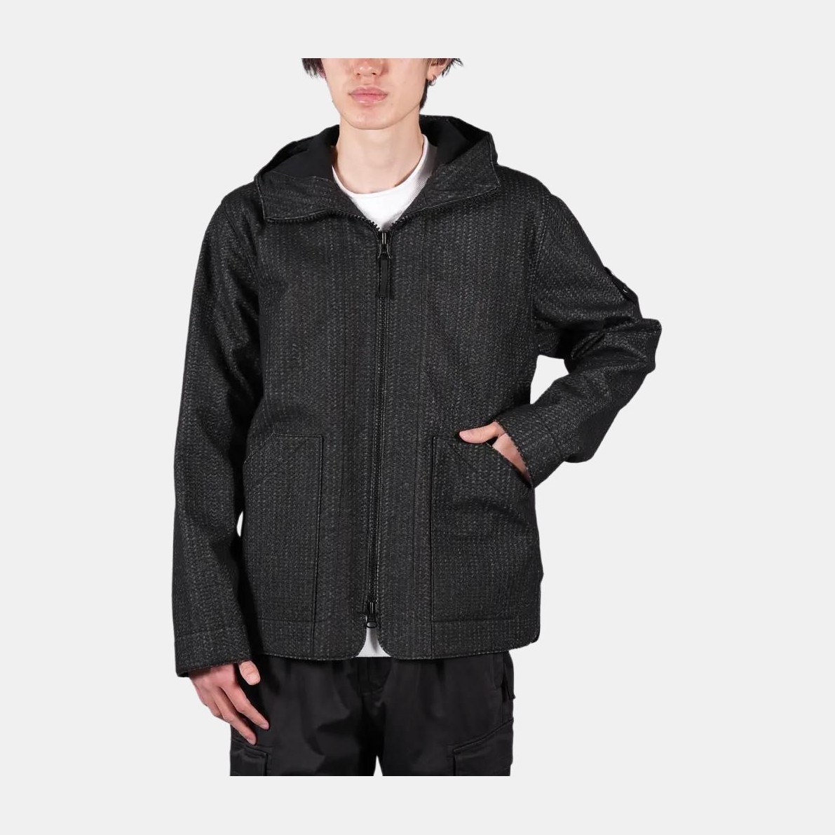 Stone Island White Label Reflective Hooded Jacket Black