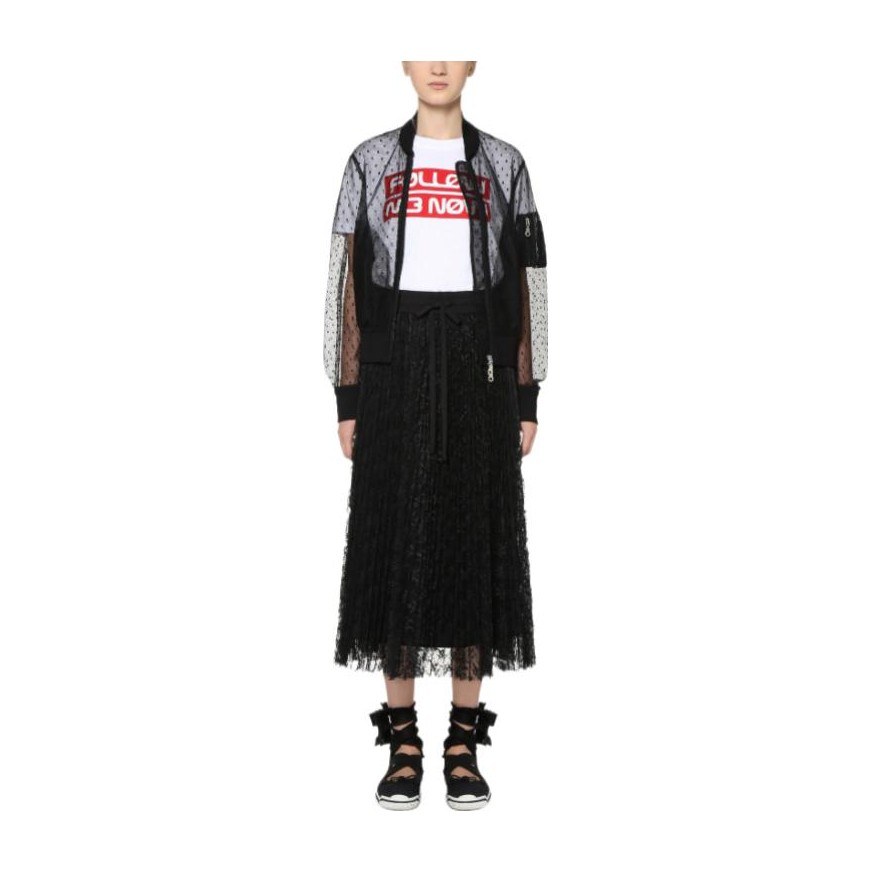 RED VALENTINO Transparent Zip-Up Jacket Black