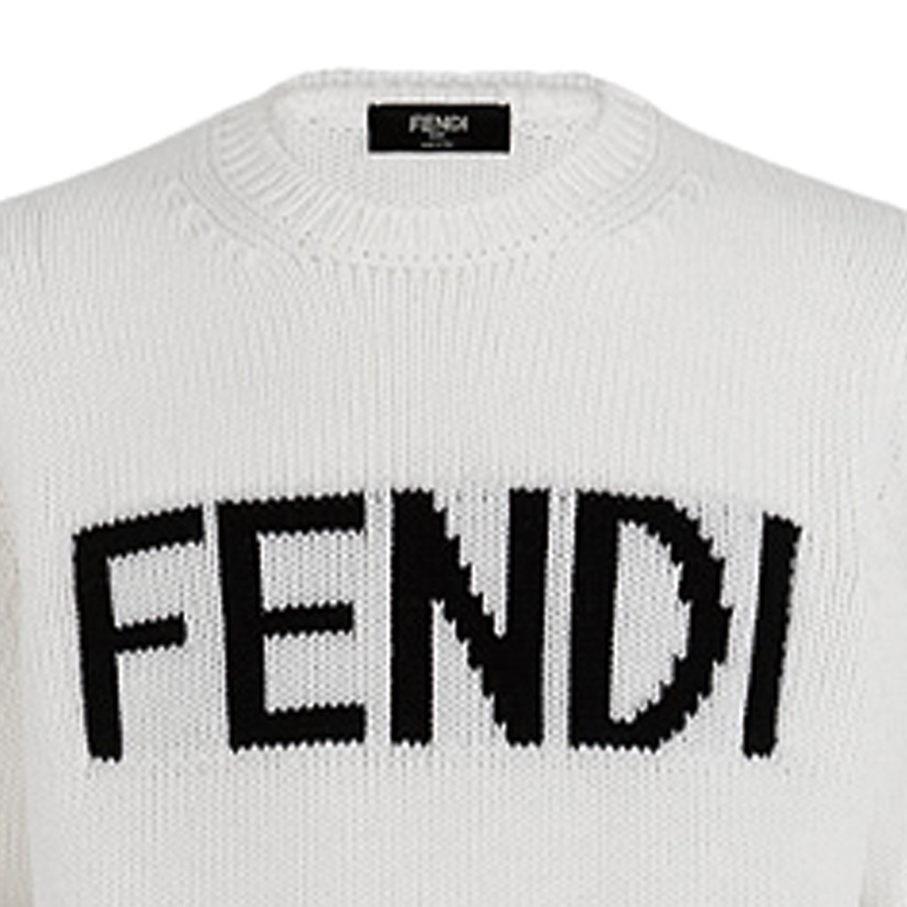 Fendi Logo Wool Pullover Sweater White