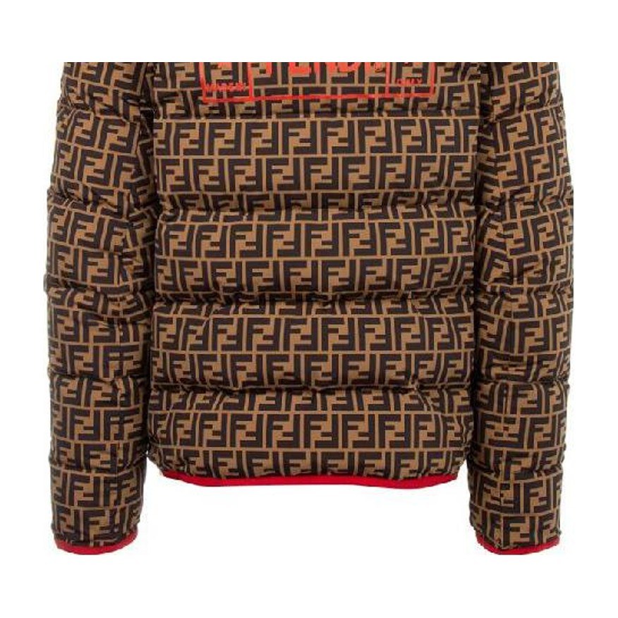 Fendi SS23 Printed Down Hoodie Jacket Brown