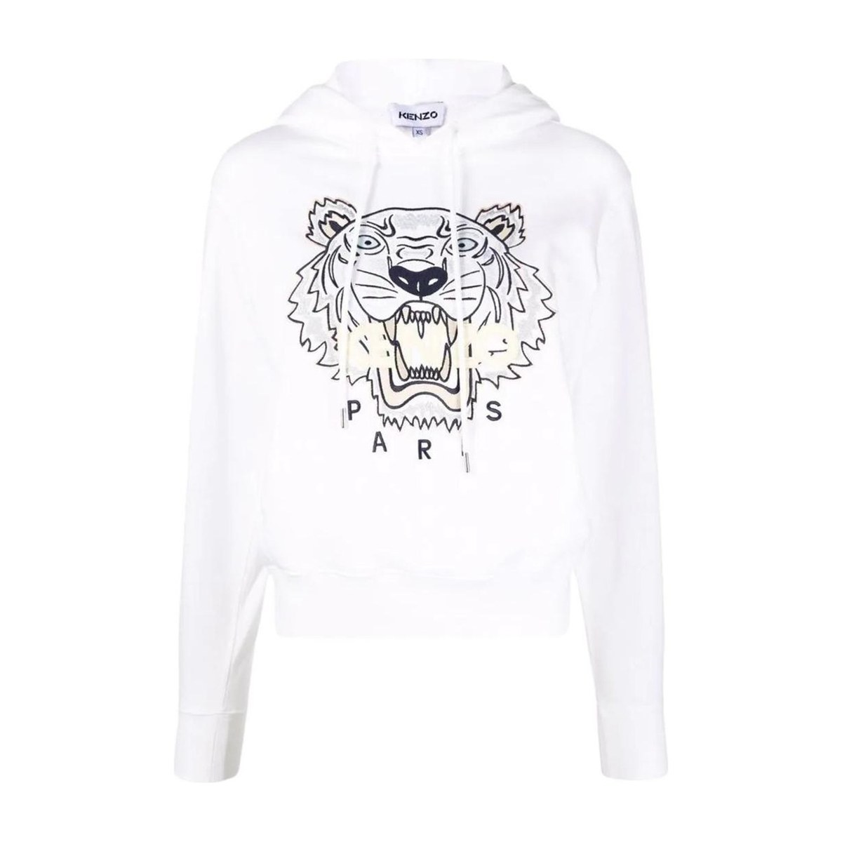 KENZO SS22 Logo Embroidered Hoodie White