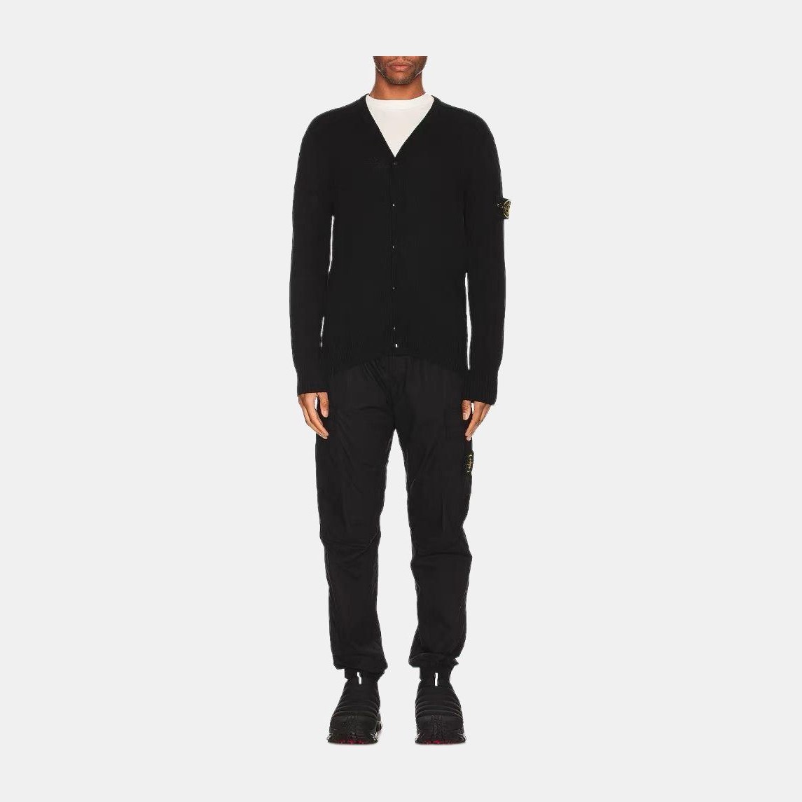 Stone Island V-Neck Knit Sweater Black
