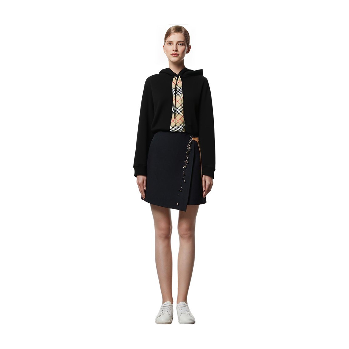 Burberry SS23 Check Print Hoodie Black