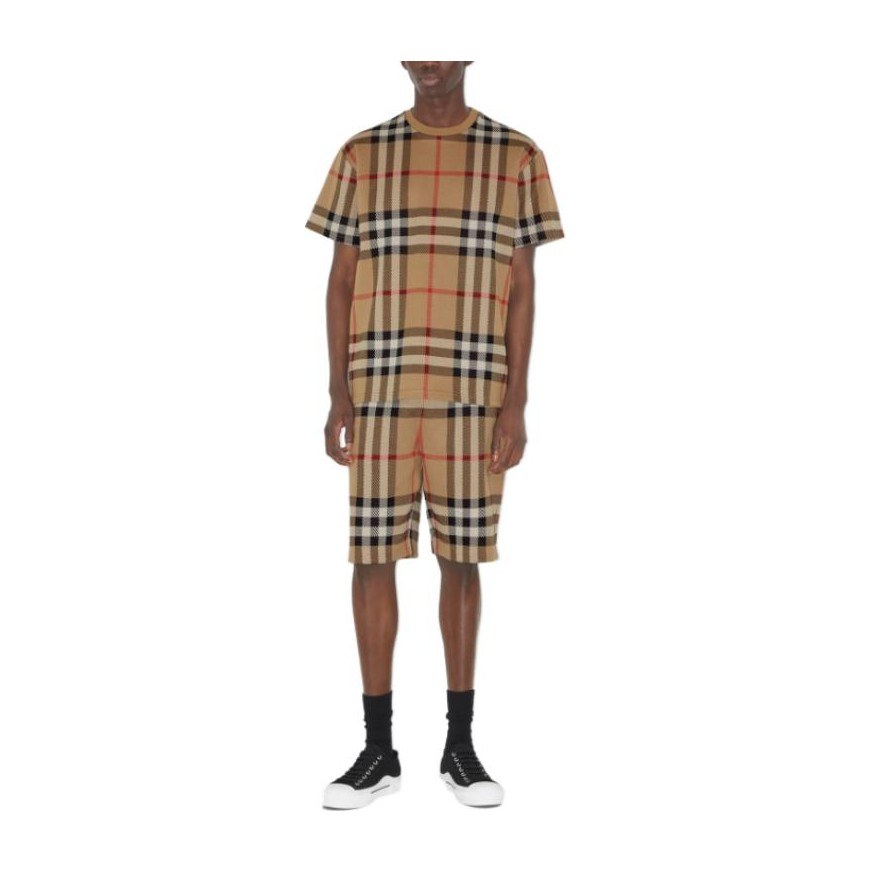 Burberry SS23 Check Elastic Waist Shorts Khaki
