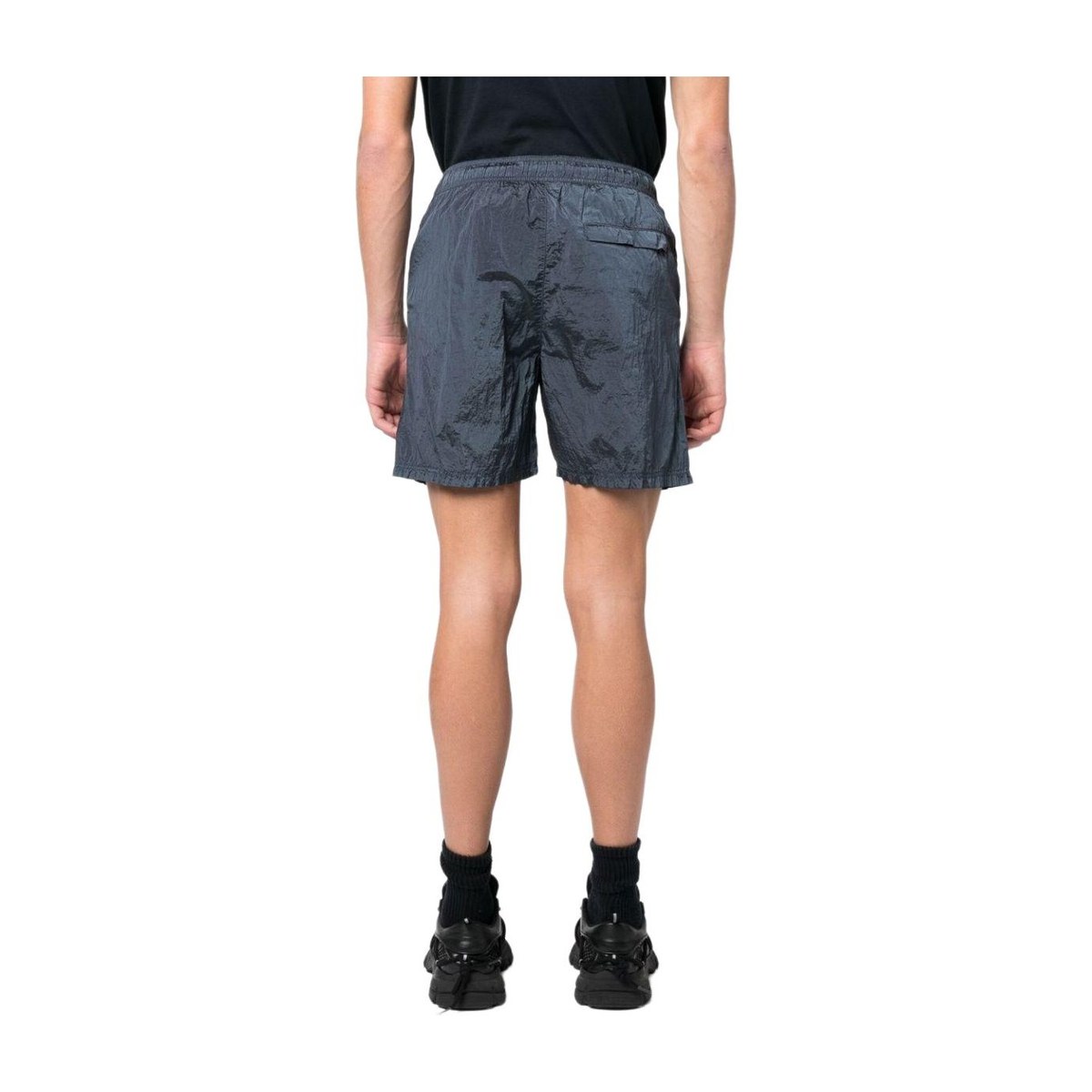 Stone Island Metal Nylon Logo Shorts Navy Blue