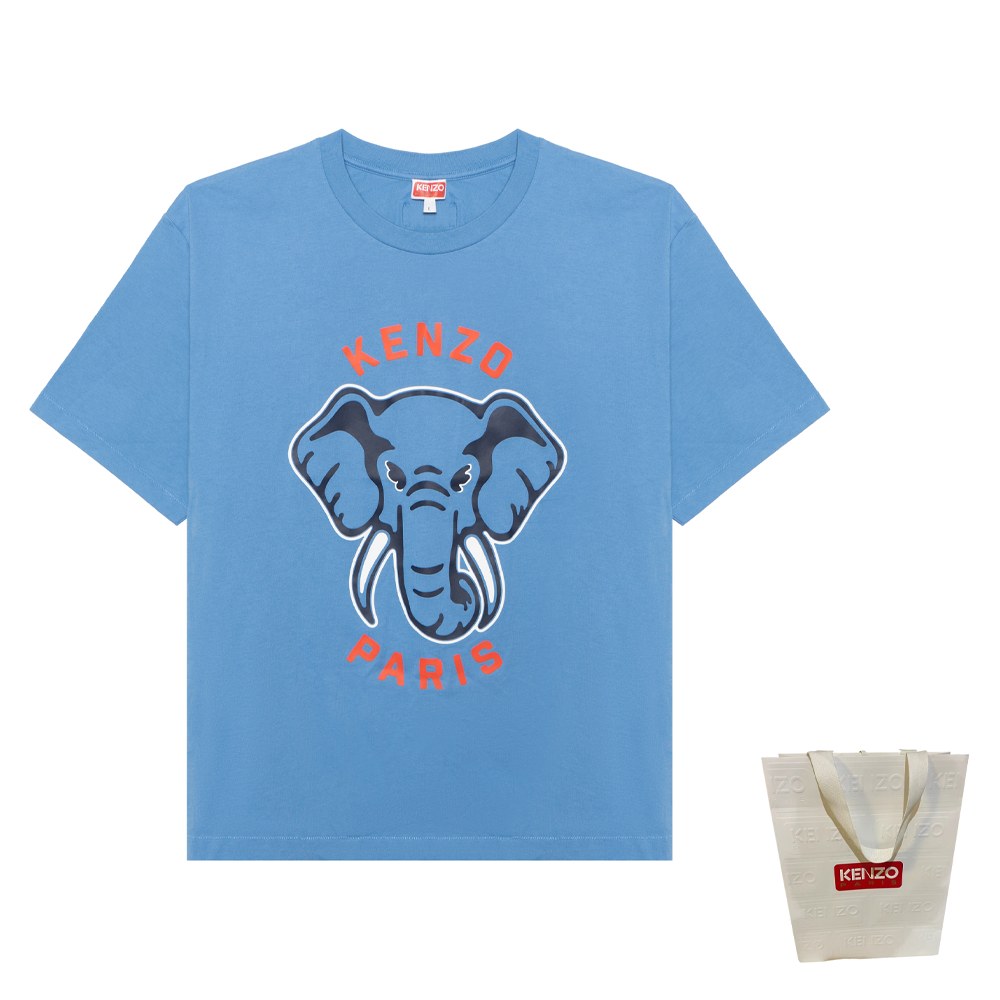 KENZO Elephant Print T-Shirt Blue