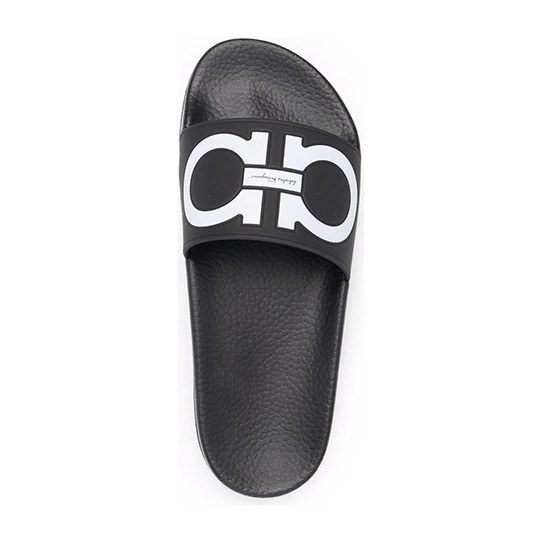 Ferragamo Gancini Print Open Toe Sandals Black
