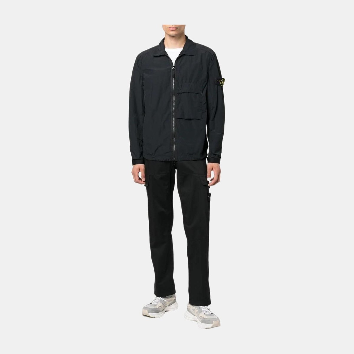 Stone Island Logo Collar Jacket Black