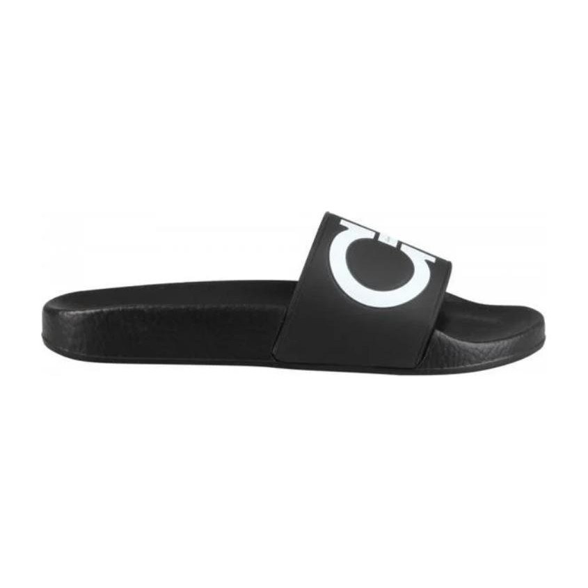Ferragamo Gancini Print Open Toe Sandals Black