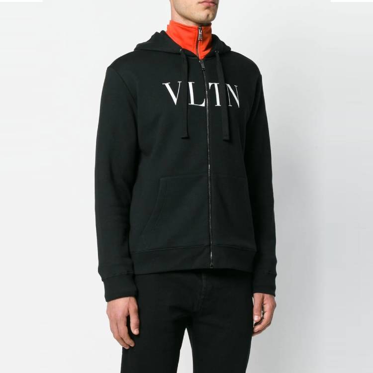 Valentino Vltn Logo Zip Hoodie Jacket Black