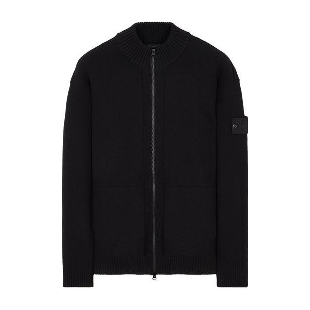Stone Island Ghost Pieces Black Knit Zip Sweater