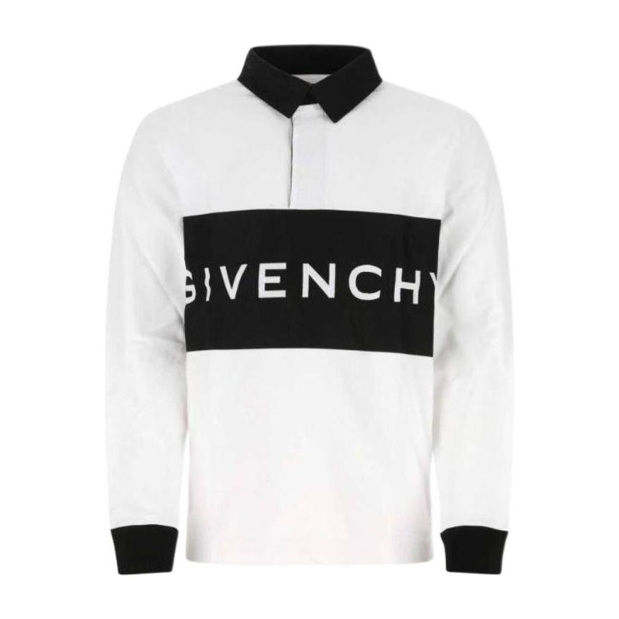 Givenchy Letter Print Polo Shirt White