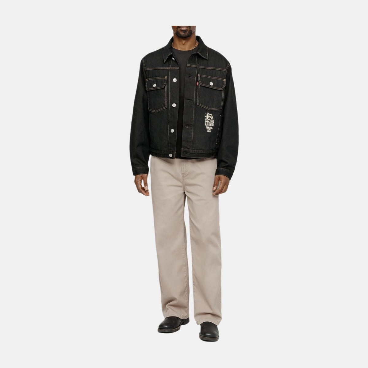 Stussy x Levi's SS24 Logo Embroidered Trucker Jacket Black