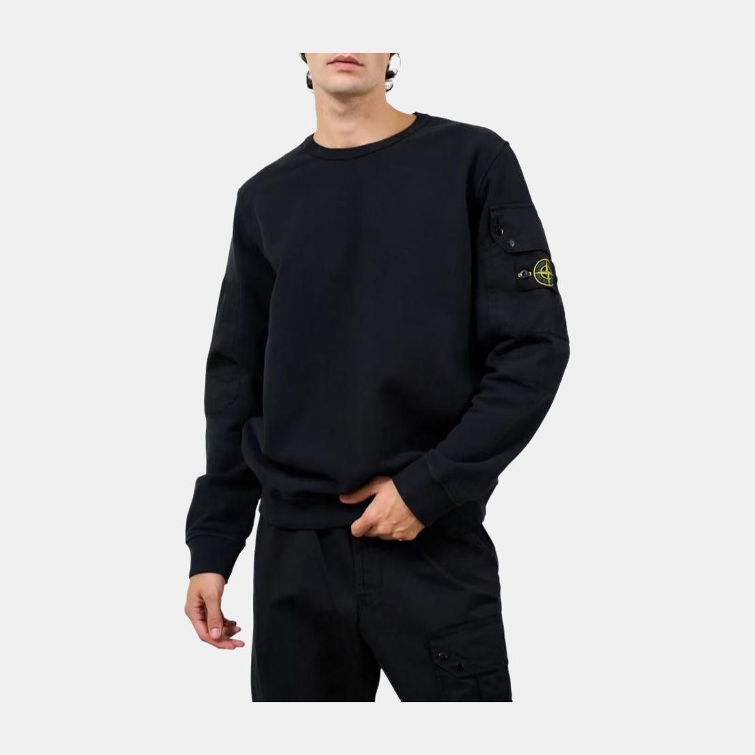 Stone Island Logo Crewneck Sweatshirt Black