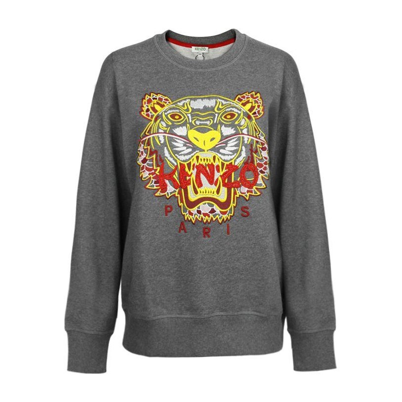 KENZO Tiger Embroidered Crewneck Sweatshirt Grey