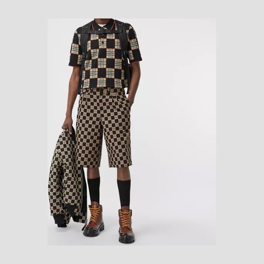 Burberry Chequer Cotton Jacquard Tailored Shorts