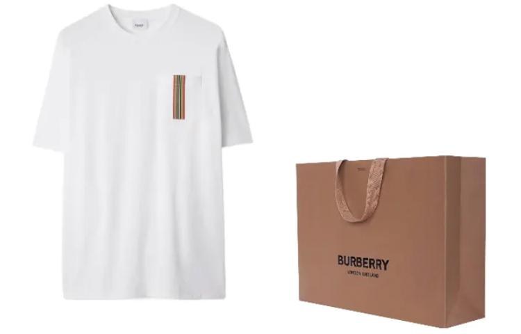 Burberry Striped Logo Crewneck T-Shirt White