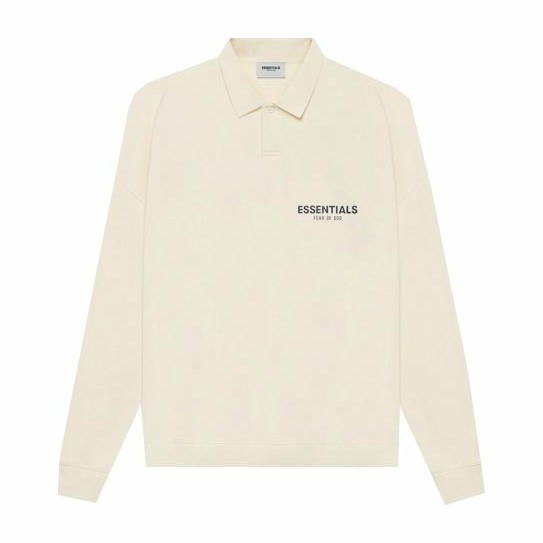 Fear of God Essentials SS21 Long Sleeve French Terry ButtercreamCream LogoPolo