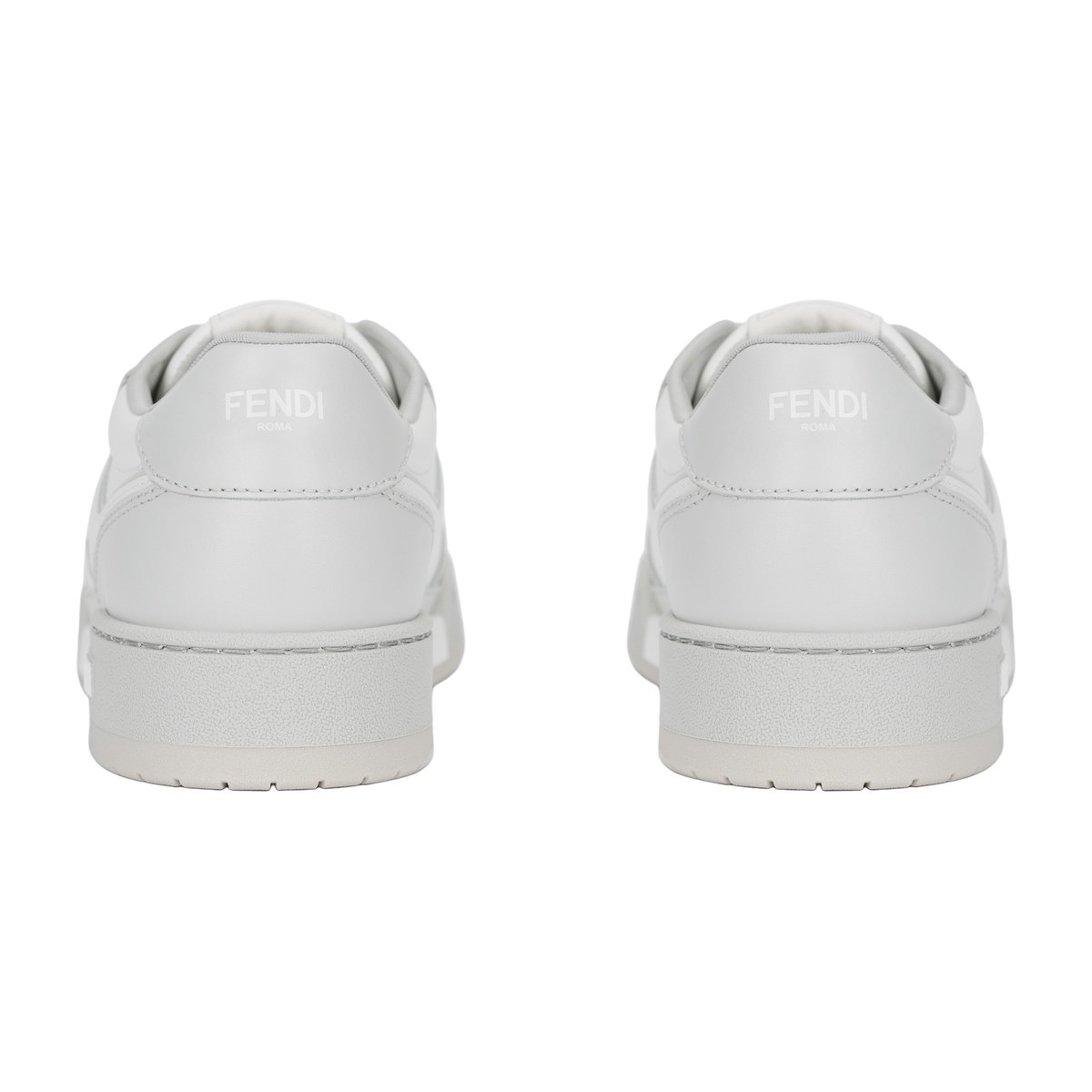 Fendi Leather Round Toe Low Sneakers White