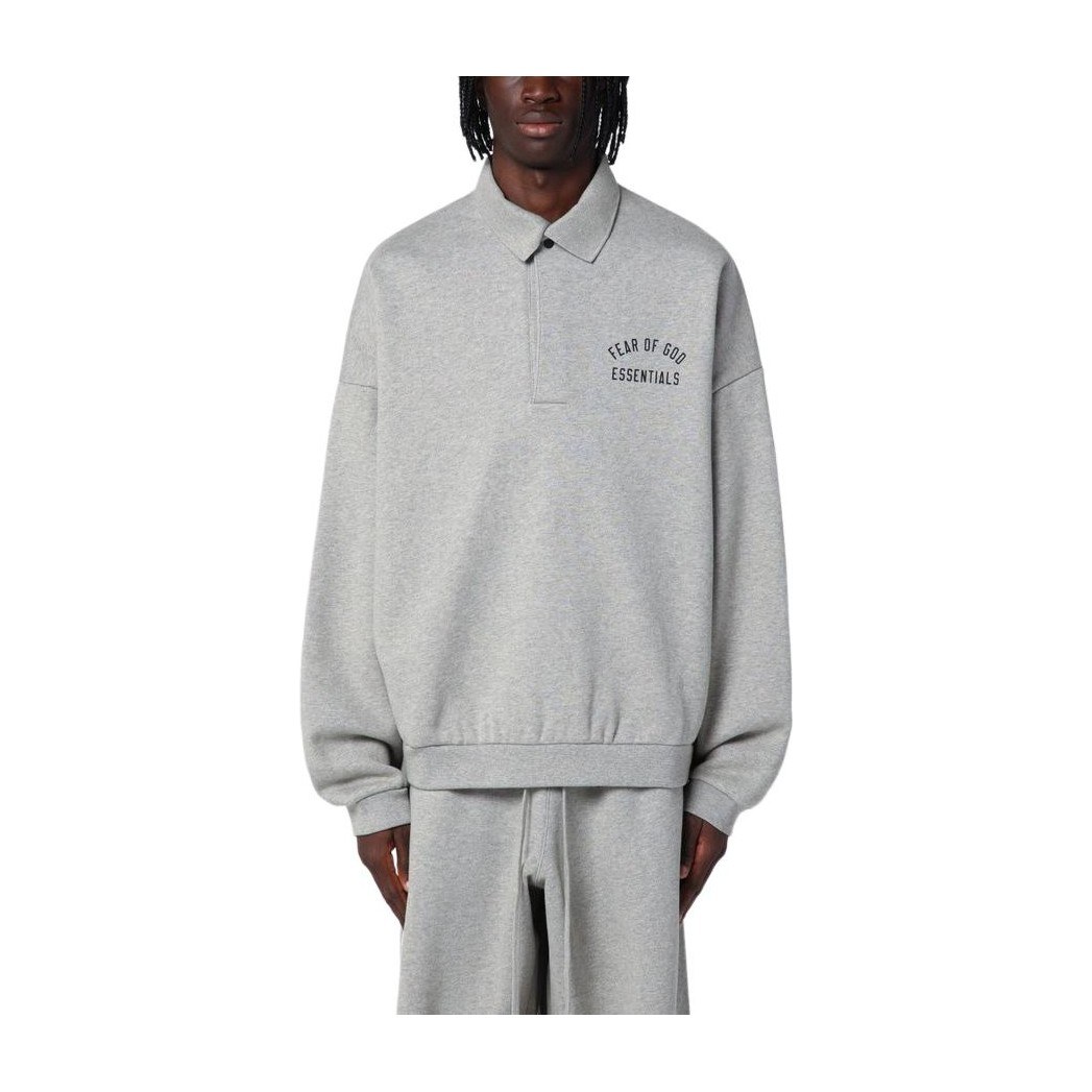 Fear of God Essentials Fall24 Fleece Polo Oatmeal Dark Heather