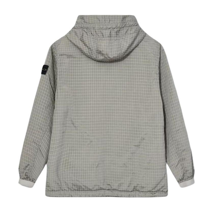 Stone Island FW23 Metal Nylon Check Pullover Jacket Gray Mud