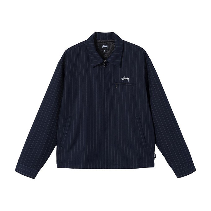 Stussy x CDG Striped Coach Jacket Blue