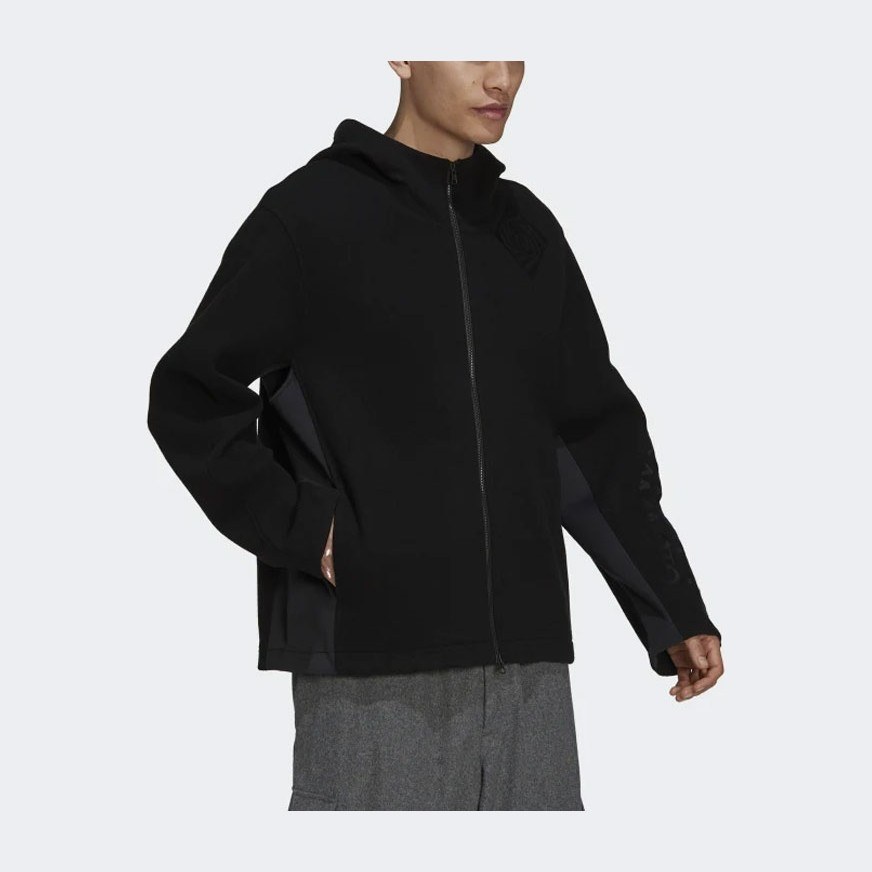 Y-3 FW21 Embroidered Hoodie Jacket Black