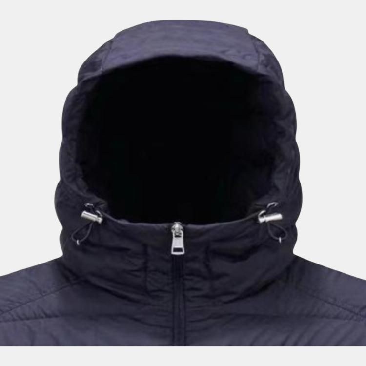 Moncler Logo Zip Hoodie Down Jacket Navy