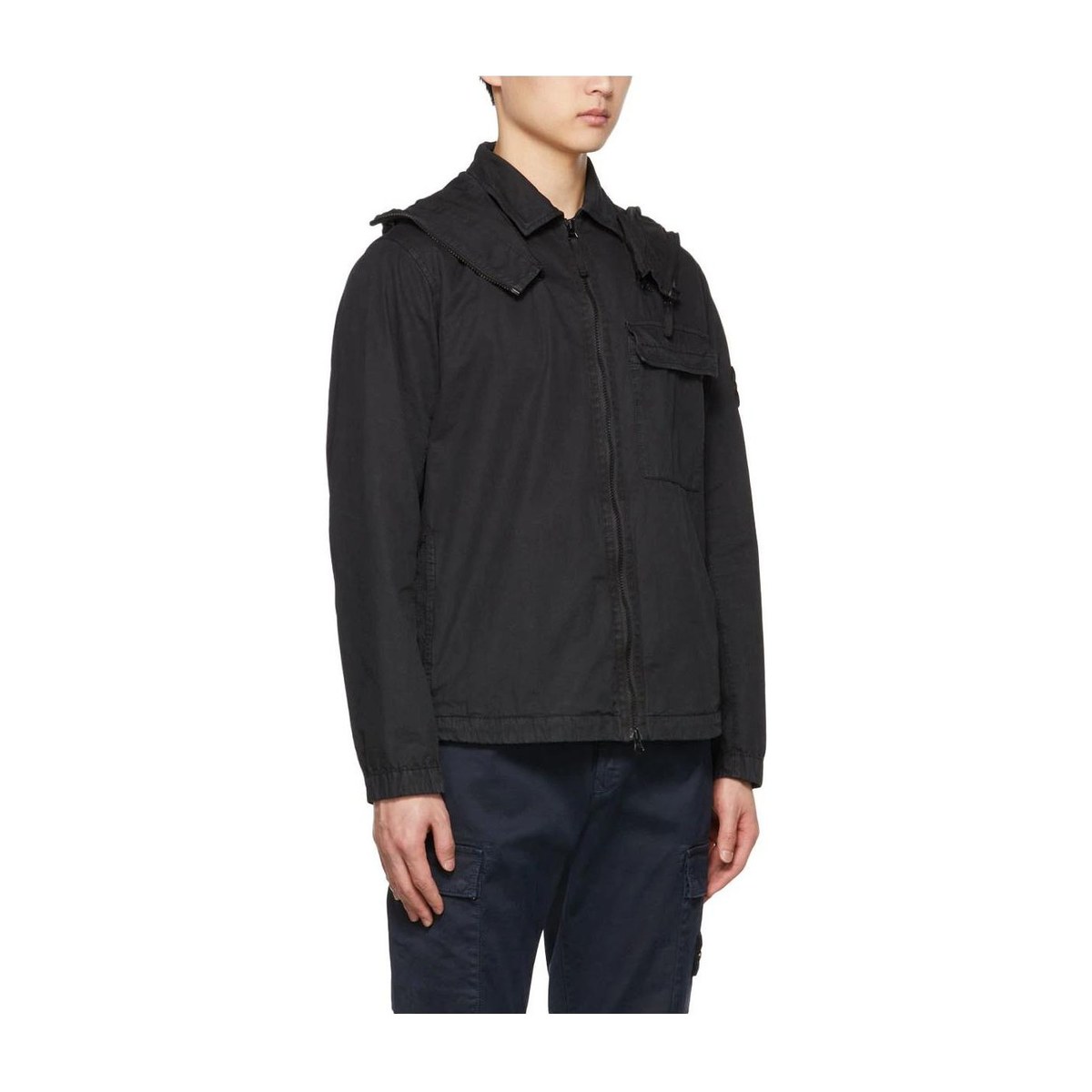 Stone Island FW22 Logo Print Zip Detachable Hood Jacket