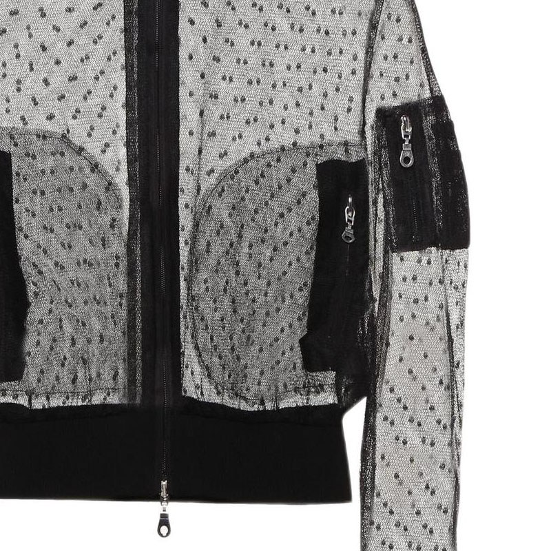RED VALENTINO Transparent Zip-Up Jacket Black