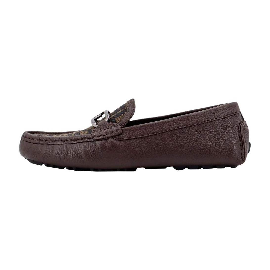 Fendi Leather Slip-On Loafers Brown