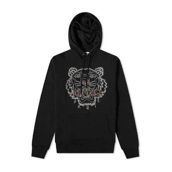 KENZO Logo Tiger Embroidery Hoodie Black
