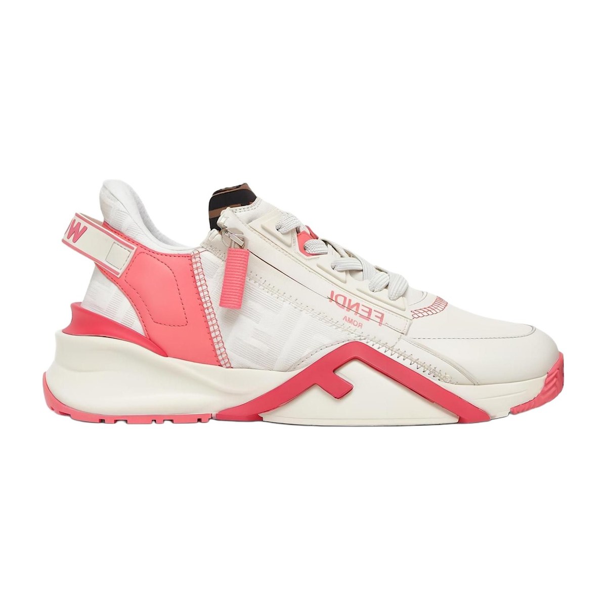 Fendi Flow Lace-Up Low Sneakers Pink White