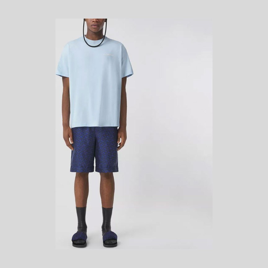 Burberry FW21 Silk Shorts Blue