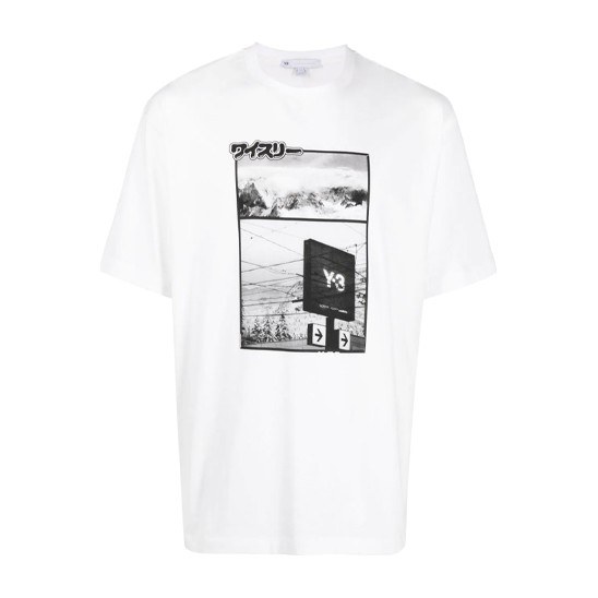 Y-3 Logo Print Crewneck T-Shirt White