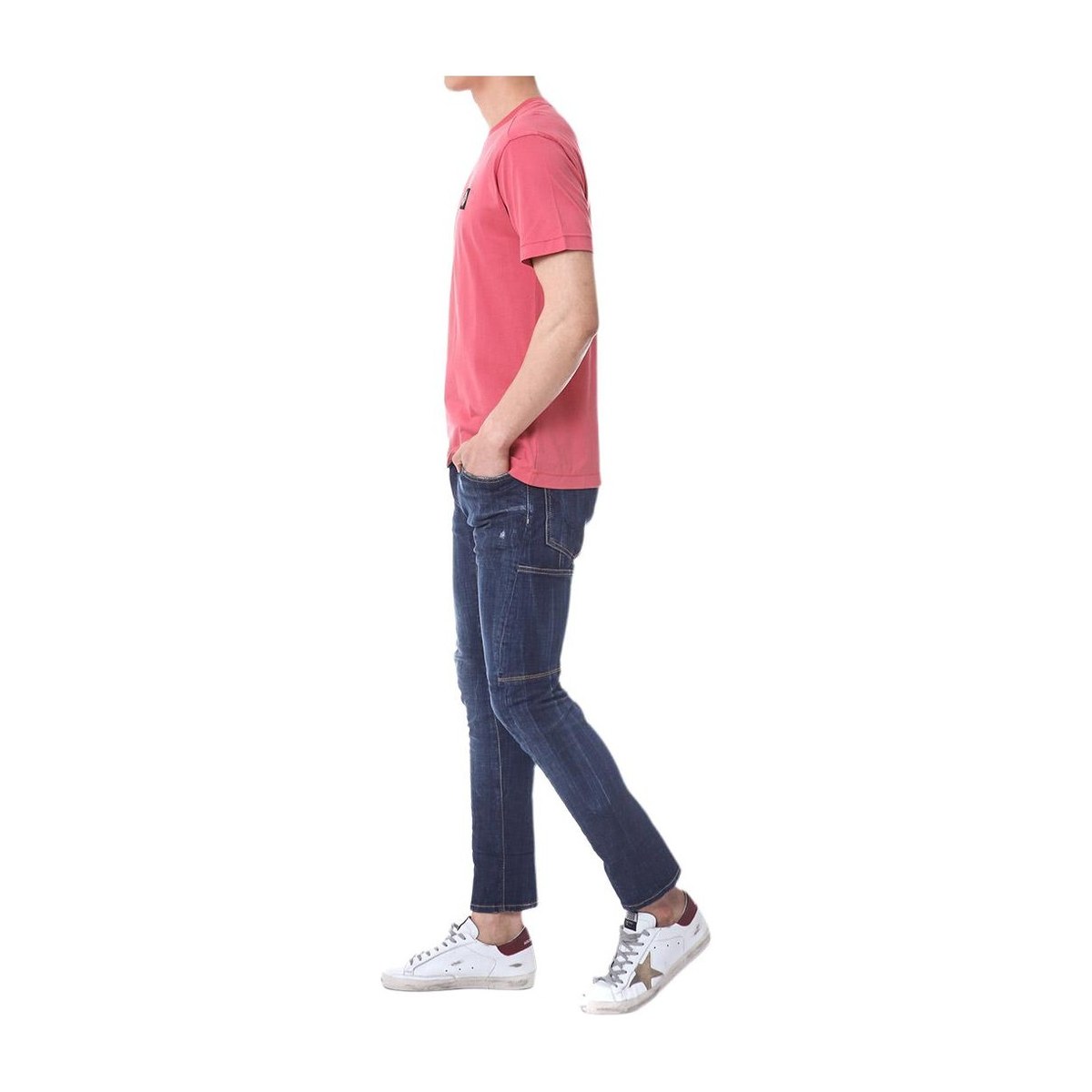 Stone Island Logo Crewneck T-Shirt Pink