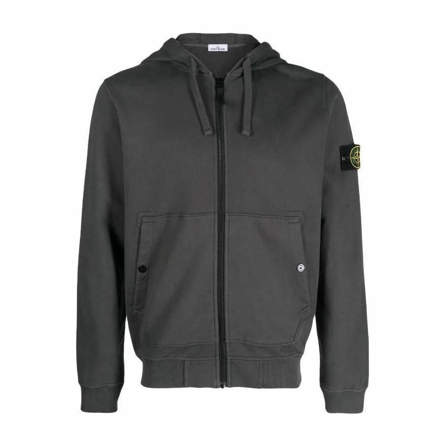 Stone Island FW23 Compass Zip Hoodie Lead Gray