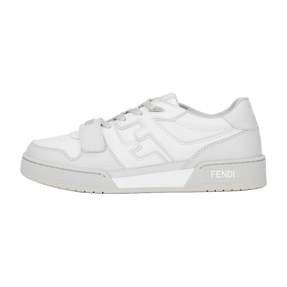 Fendi Leather Round Toe Low Sneakers White