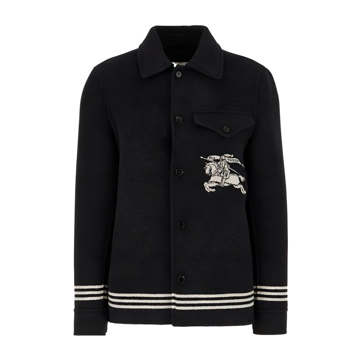 Burberry Striped Print Single-Breasted Jacket Black