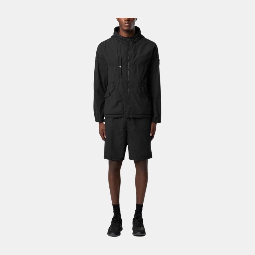 Stone Island SS25 Phantom Nylon Hooded Zip Jacket Black