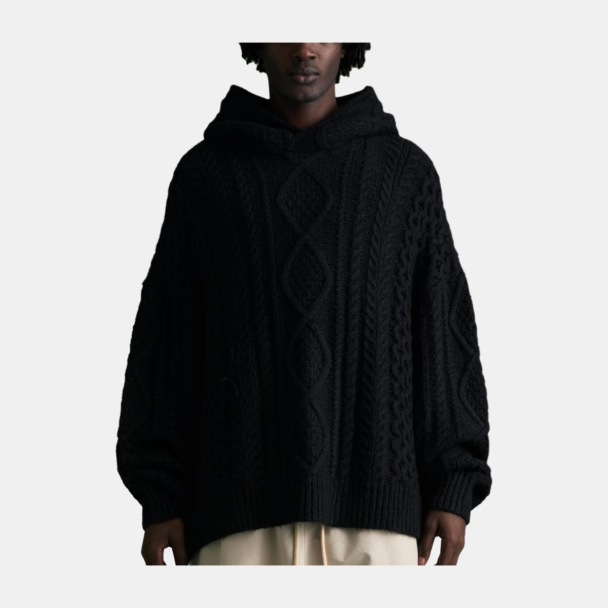 Fear of God Essentials Cable Knit Hoodie Jet Black