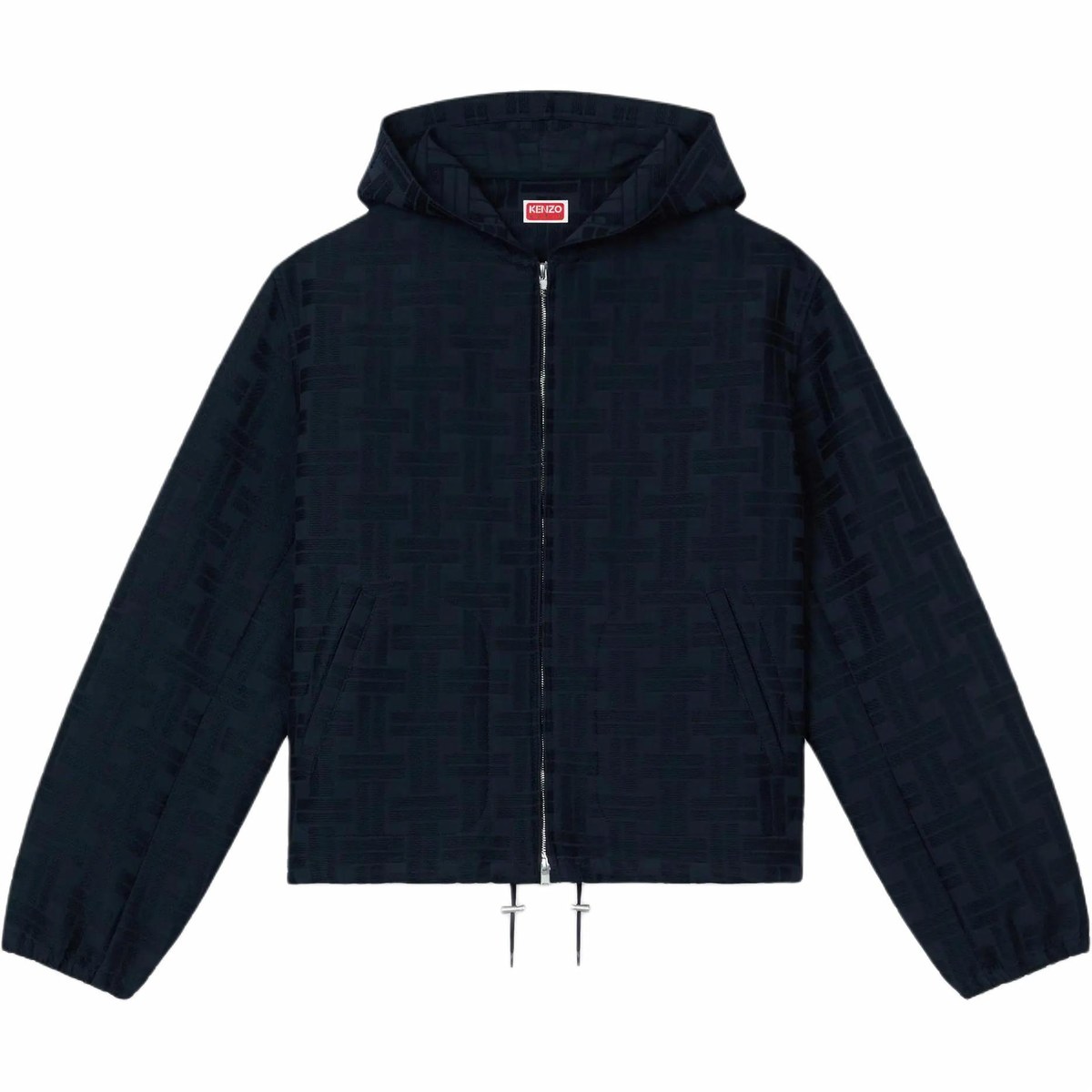 KENZO SS25 Cotton Jacquard Hoodie Jacket Blue Black